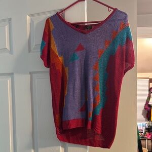 Colorful Geometric Knit Top